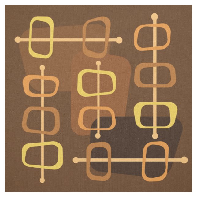 1950s Abstract Art Hollow Rocks Brown Fabric (Swatch)
