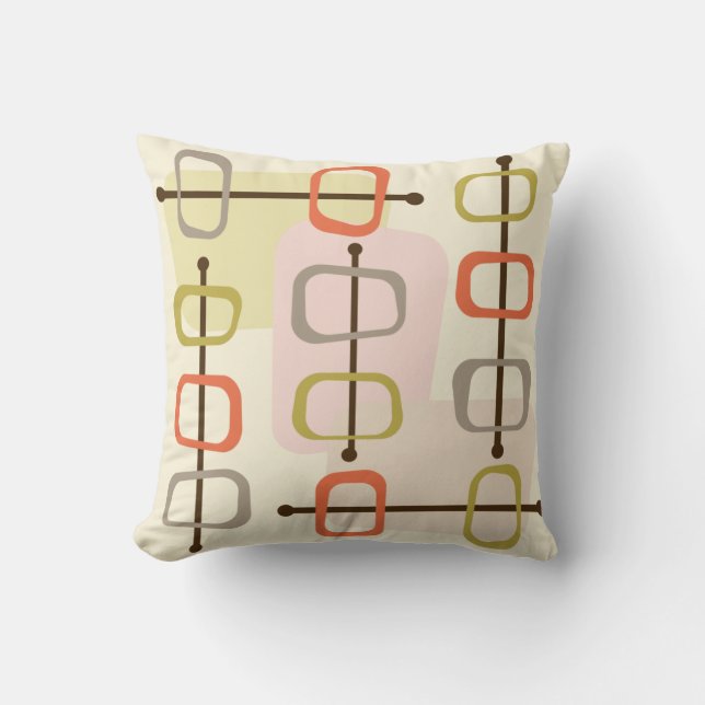 1950s Abstract Art Hollow Rocks Chartreuse Green Cushion (Front)