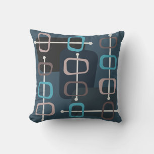 1950s Abstract Art Hollow Rocks Teal Cushion