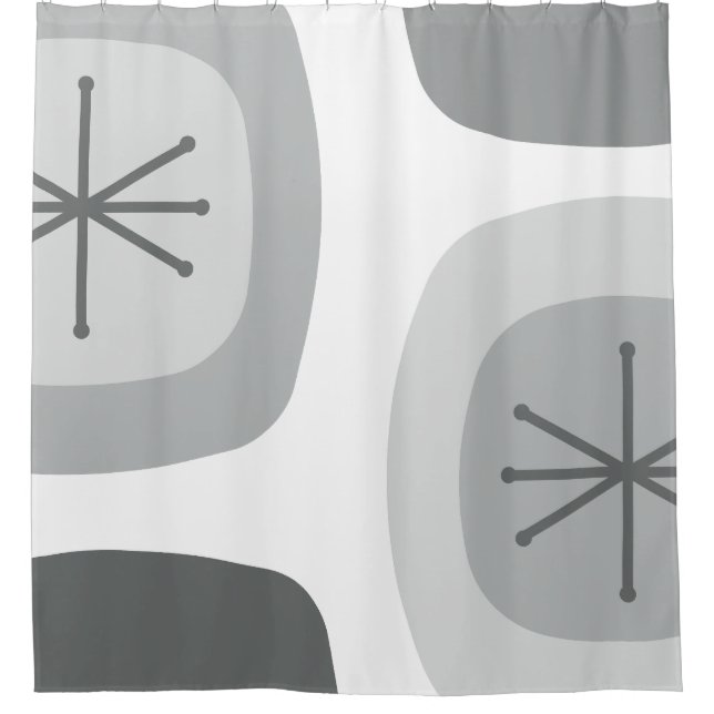 1950s Abstract Art Light Grey Shower Curtain (Front)