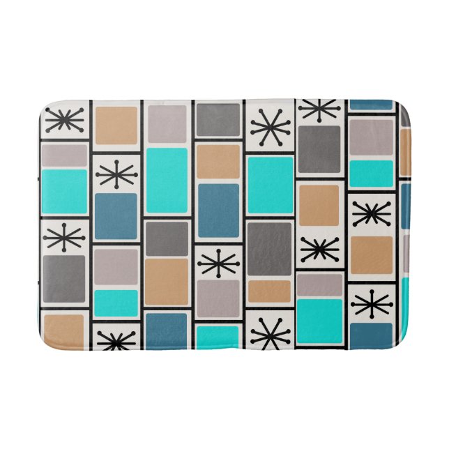 1950s Atomic Age Rectangles Starbursts Bath Mat (Front)