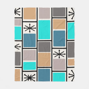 1950s Atomic Age Rectangles Starbursts Fleece Blanket