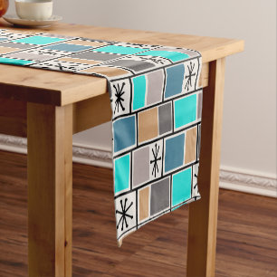 1950s Atomic Age Rectangles Starbursts Short Table Runner
