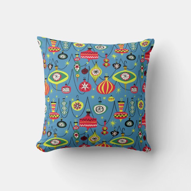 1950s Atomic Mid-Century Modern Christmas Cushion (Front)