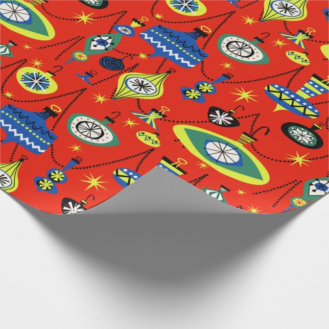 1950s Atomic Mid-Century Modern Christmas Wrapping Paper (Corner)