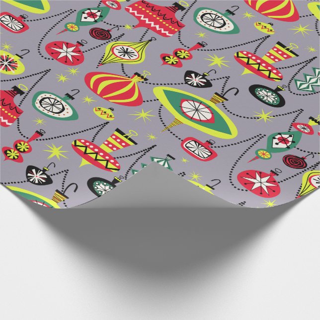 1950s Atomic Mid-Century Modern Christmas Wrapping Paper (Corner)