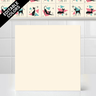 1950s Atomic Retro Cat Editable Cream Accent Colou Tile