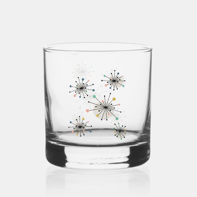 1950s Atomic Starburst Mid-century Modern Whiskey Glass (Front)