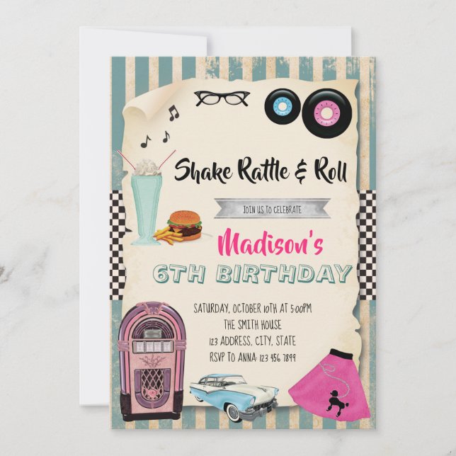 1950s birthday party invitation (Front)