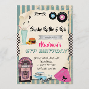 1950s birthday party invitation