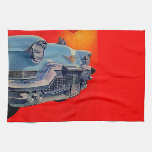 1950s blue Cadillac grille Tea Towel