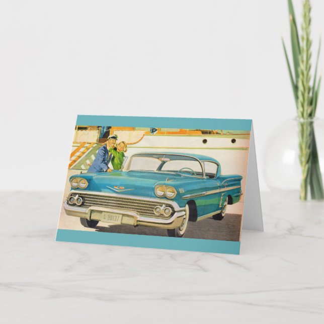 1950s blue Chevy Impala Card (Front)