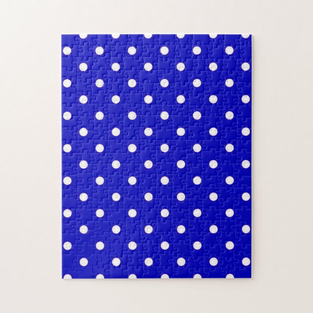1950s blue with white dots jigsaw puzzle (Vertical)