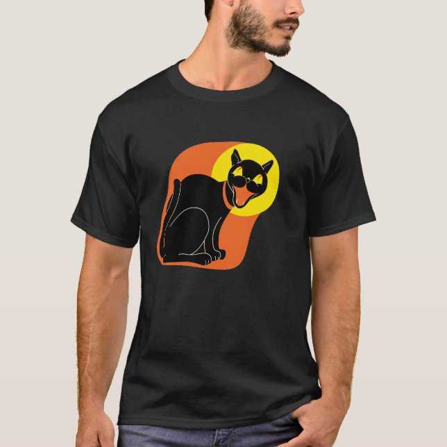 1950s Cat and Moon T-Shirt (Front)