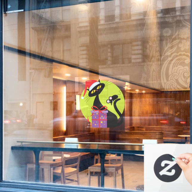 1950s Christmas Black Cat Black Mouse (Cafe Window)