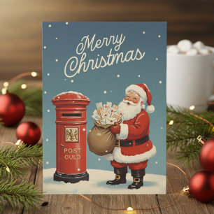 1950s Christmas Card – Vintage Red Santa