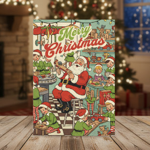 1950s Christmas Card – Vintage Santa & Elves
