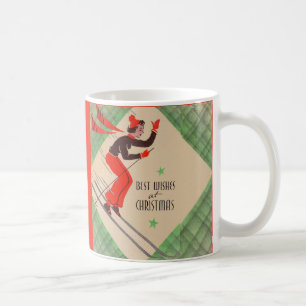 1950s Christmas skier Coffee Mug