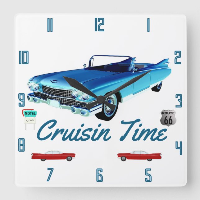  1950s Classic American Car Wall Clock (Front)