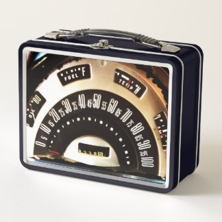 1950s Classic Car Speedometer With Gauges Metal Lunch Box