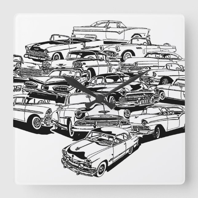 1950's Classic Cars Wall Clock (Front)