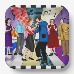 1950's Couple Dancing Retro Themed Birthday Paper Plate