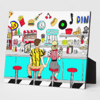 1950's Couple Holding Hands at  Diner  