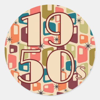 1950s Decade Design Classic Round Sticker
