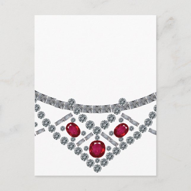 1950s Diamond Ruby Necklace Postcard (Front)