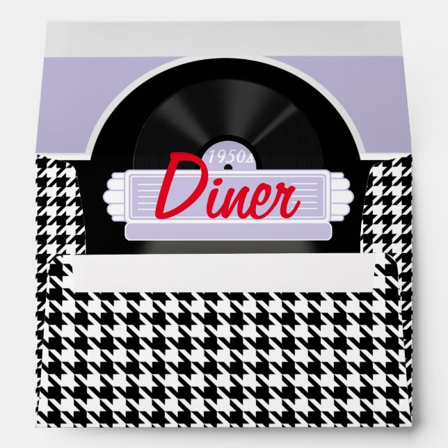 1950s Diner black & white chequered retro Envelope (Back (Bottom))