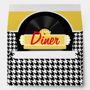 1950s Diner black & white chequered retro Envelope