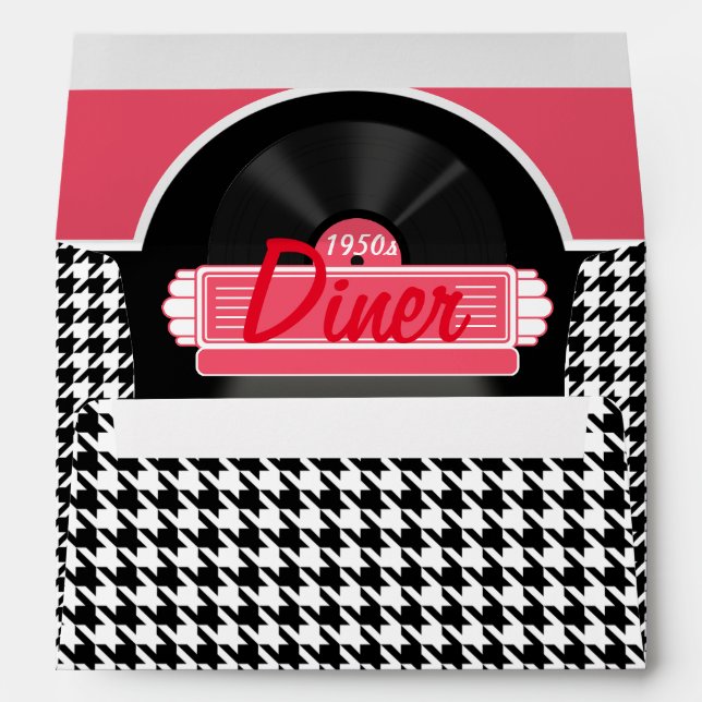 1950s Diner black & white chequered retro Envelope (Back (Bottom))