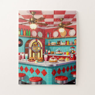 1950s Diner for Seniors 30 Large Piece Jigsaw Puzzle
