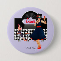 1950s Diner lavender black & white retro chequered