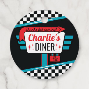 1950's Diner Retro Birthday Favour Circles Gift Ta Tags