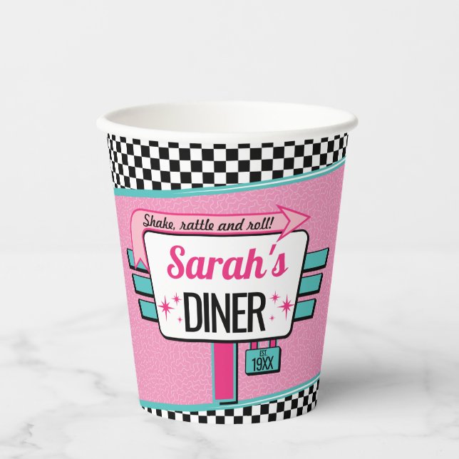 1950's Diner Retro Birthday Party Paper cup (Front)