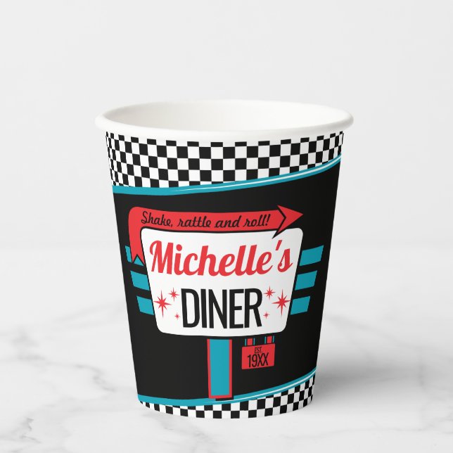 1950's Diner Retro Birthday Party Paper cup (Front)
