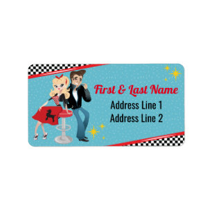 1950's Diner Retro Jukebox Birthday Party Sock Hop Label