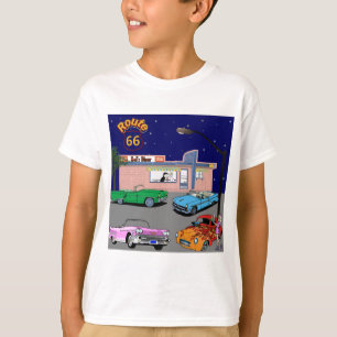 1950s Diner Route 66 and Vintage Cars T-Shirt