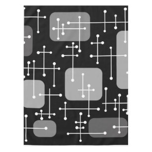 1950s Eames Era Art Crosshairs Black White Tablecloth