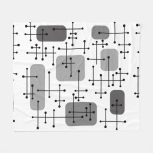 1950s Eames Era Art Crosshairs Gray Fleece Blanket