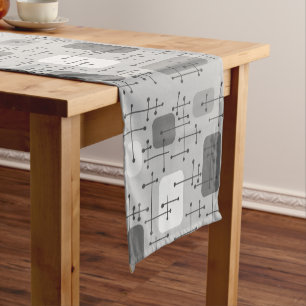 1950s Eames Era Art Crosshairs Grey Short Table Runner