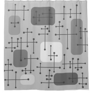 1950s Eames Era Art Crosshairs Grey Shower Curtain