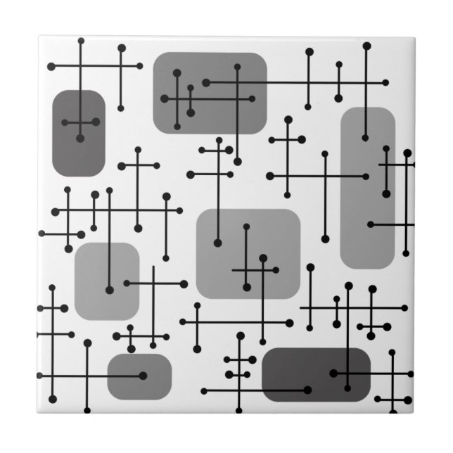 1950s Eames Era Art Crosshairs Grey Tile (Front)