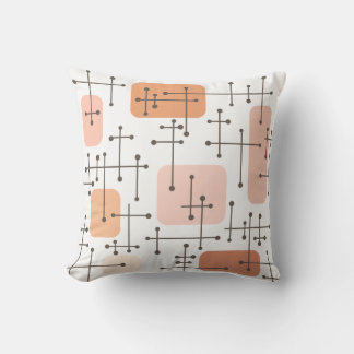 1950s Eames Era Art Crosshairs Orange Cushion
