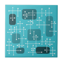 1950s Eames Era Art Crosshairs Turquoise