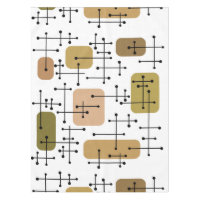 1950s Eames Era Art Crosshairs White Brown