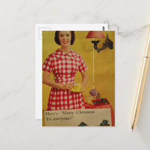 1950s era Christmas Lady Collage Postcard