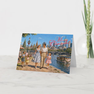 1950s Family Christmas on Yarra River, Melbourne Holiday Card