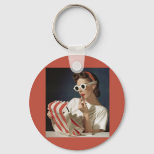 1950s fashion photo key ring